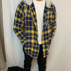 PacSun Hooded Flannel Plaid Shirt